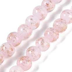 Лавандовый румянец Бусины ручной работы бусины золотого песка, круглые, лавандовый румянец, 8~8.5x7.5~8 мм, отверстие : 1.5 мм, около 48 шт / нитка, 14.02'' (35.6 см)