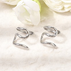 Нержавеющая Сталь Цвет 304 серьги-манжеты из нержавеющей стали, S-образный, цвет нержавеющей стали, 12.5x11x11 мм