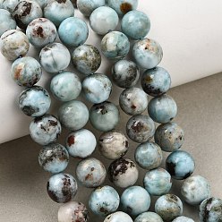 Larimar Natural Larimar Beads Strands, Smooth Round, 8mm, Hole: 0.8mm, about 46pcs/strand, 15.35''(39cm)