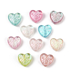 (52) Непрозрачная лаванда Симпатичные прозрачные бусины из смоляной эмали, сердце со словом мой бу, разноцветные, 12x13x6.5 мм, отверстие : 1 мм
