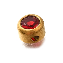 Светло-сиамский 304 из нержавеющей стали горный хрусталь бисер, реальный 18 k позолоченный, просверленный круглый, Light Siam, 6x4 мм, отверстие : 1.2 мм