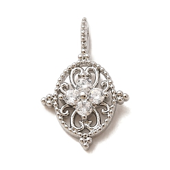 Platinum Brass Rhinestone Pendants, Oval Charms, Platinum, 17x11x4mm, Hole: 3x1.8mm