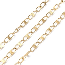 Золотой Ионное покрытие (ip) 304 цепи с овальными звеньями из нержавеющей стали, пайки, с катушкой, золотые, 7x2.5x0.4 мм, около 32.81 футов (10 м) / рулон