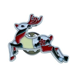 Cerf Broches en alliage de platine sur le thème de Noël, épingles en émail, cerf, 23x30mm