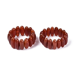Brique Rouge Bracelets extensibles ovales en perles d'agate naturelle pour femmes et hommes, teint, firebrick, diamètre intérieur: 2.05~2.44 pouce (5.2~6.2 cm)