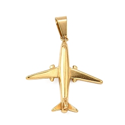 Настоящее золото 18K Самолет 304 подвески из нержавеющей стали, ионное покрытие (ip), реальный 18 k позолоченный, 29.5x26.5x5.5 мм, отверстие : 7x3.5 мм