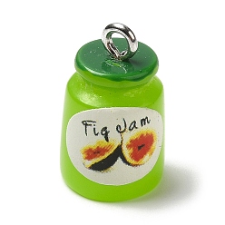 Зеленый Непрозрачные подвески из искусственной смолы, подвески-джемы с железными петлями с платиновым покрытием, зелёные, 17.5x11 мм, отверстие : 1.8 мм