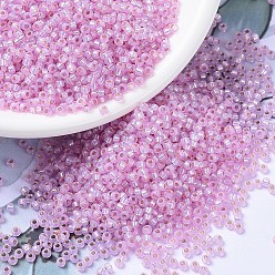 (RR644) Dyed Hot Pink Silverlined Alabaster Миюки круглые бусины рокайль, японский бисер, 11/0, (rr 644) окрашенный ярко-розовый серебристый алебастр, 11/0, 2x1.3 мм, Отверстие : 0.8 мм , около 5500 шт / 50 г