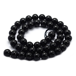 Tourmaline Natural Black Tourmaline Beads Strands, Grade AB+, Round, 4mm, Hole: 0.6mm, about 91pcs/strand, 15.7 inch(40cm)
