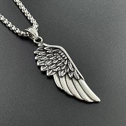 Нержавеющая Сталь Цвет Стильное 304 ожерелье с подвеской в виде крыла из нержавеющей стали в стиле панк-рок, цвет нержавеющей стали