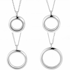 Stainless Steel Color DIY Pendant Necklaces Making Kits, include 4Pcs 4 Styles Stainless Steel Locket Pendants, 4Pcs 304 Stainless Steel Mens Womens Curb Link Chain Necklaces, Stainless Steel Color, Necklaces: 19.7 inch(50cm)