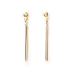 Golden Messing baumeln Ohrstecker, mit 304 Edelstahlzubehör und Schmucksetboxen aus Pappe, Bar, golden, 38.5 mm, Stift: 0.8 mm