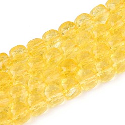 Золотистый К 9 нити стеклянных бусин, имитация драгоценных камней, кубические, граненые, золотые, 7~7.5x7~7.5x7~7.5 мм, отверстие : 1~1.2 мм, около 54~56 шт / нитка, 14.57~15.16 дюйм (37~38.5 см)