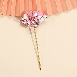 Pink Blumenfächer Stoff Haarstäbe, Haarschmuck für Frauen und Mädchen, rosa, 150 mm