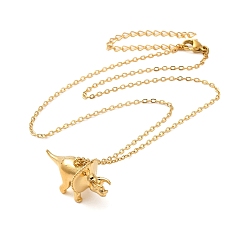 Золотой Ожерелья с подвесками в виде динозавров из латуни, 304 ожерелья-цепочки из нержавеющей стали для женщин, золотые, 15.43 дюйм (39.2 см)