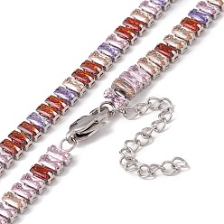 Разноцветный Теннисные ожерелья из кубического циркония, 304 женские украшения из нержавеющей стали, цвет нержавеющей стали, красочный, 16.54 дюйм (42 см)