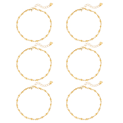 Golden 6Pcs 304 Stainless Steel Link Chains Bracelets, Golden, 6-7/8 inch(17.5cm)