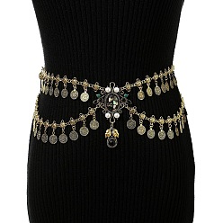 Античное Золото Сплав, стразы, пластиковый жемчуг, двухслойные цепочки с кисточками и монетами для талии и живота для танцовщицы, античное золото , 20.08 дюйм (51 см)