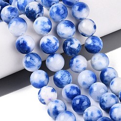 Королевский синий Нити из персидского нефрита, окрашенного натуральными красителями, гладкий круглый, королевский синий, 12 мм, отверстие : 1 мм, около 33 шт / нитка, 15.55~15.75 дюйм (39.5~40 см)