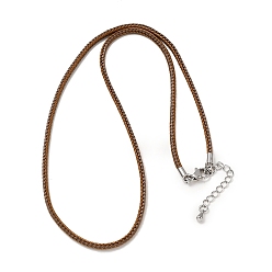 Верблюжий 2.5мм нейлоновый плетеный шнур для изготовления ожерелий, с латунными выводами и 304 застежками из лобстера из нержавеющей стали, долговечный, стойки покрытие, платина, верблюжие, 17.72 дюйм (45 см)