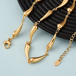 Teardrop 304 ожерелья из звеньев цепи из нержавеющей стали для женщин, золотые, слеза, 17.56 дюйм (44.6 см)