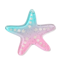 Морская звезда Акриловые подвески, градиент цвета, сила блеска, морская звезда, 37x40x2 мм, отверстие : 1.2 мм