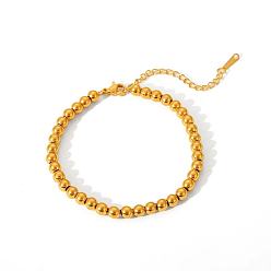 Золотой Браслеты из круглых бусин из нержавеющей стали для женщин, 3-1/8 дюйм (7.8 см)