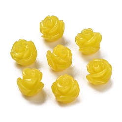 Желтый Резные бусины из синтетического коралла, окрашенные, цветок, желтые, 8.5x8.5x8 мм, отверстие : 1.2 мм