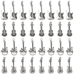 Античное Серебро 40 шт. 4 стили тибетские стили подвески из цинкового сплава, гитарные прелести, античное серебро, 27.5~37x11~15.5x1.5~3.5 мм, отверстие : 1.5~2 мм, 10 шт / стиль