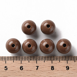 Camel Opaque Acrylic Beads, Round, Camel, 10x9mm, Hole: 2mm, about 940pcs/500g