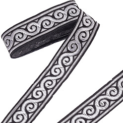 Белый Полиэфирные ленты, жаккардовая цветочная лента, аксессуары для одежды, белые, 1-1/4 дюйм (33 мм), около 7.11 ярдов (6.5 м) / рулон