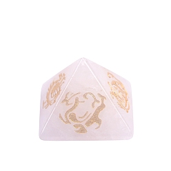 Хрусталь 2024 новый натуральный кварцевый кристалл резьба четыре мифических зверя пирамидальные украшения современные простые поделки хрустальные украшения, 25x30 мм