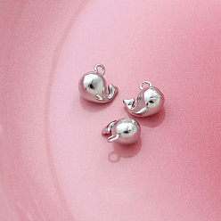 Dolphin Латунные подвески, платина, дельфин, 9x9 мм