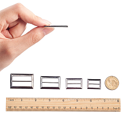 Platinum Alloy Buckles, Rectangle, Platinum, 7.4x7.3x2.5cm, 21pcs/box