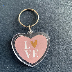 Сердце Прозрачная фоторамка, пустые акриловые брелки, с раздельными брелоками, сердце, 4x4.5 см