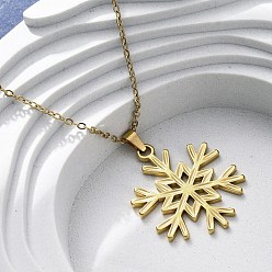 Настоящее золото 18K Снежинка 304 ожерелья с подвесками из нержавеющей стали, ионное покрытие (ip), реальный 18 k позолоченный, 17.91 дюйм (45.5 см)