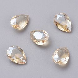 Золотая Тень Стеклянные стразы подвески, граненые, слеза, золотые тени, 16x11x7 мм, отверстие : 1.5 мм