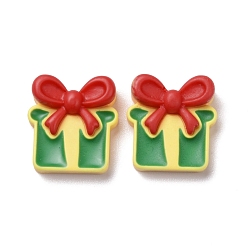 Yellow Christmas Theme Opaque Resin Cabochons, DIY Accessories, Gift Box, Yellow, 20.5x19.5x7.5mm
