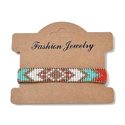 (52) Непрозрачная лаванда Браслеты ручной работы из стеклянных бусин в стиле бохо для мужчин и женщин, ромб, разноцветные, внутренний диаметр: 1/4 дюйм (0.6 см) ~ 1/4 дюйм (0.8 см)