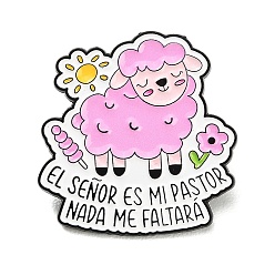 Pink Булавки с эмалью el se?or es mi пастор овцы, Черные металлические застежки для значков на лацкан для рюкзака или одежды, розовые, 32x30 мм