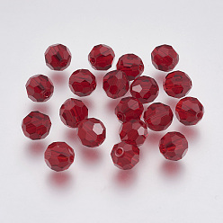 Dark Red Imitation Austrian Crystal Beads, Grade AAA, Faceted(32 Facets), Round, Dark Red, 8mm, Hole: 0.9~1.4mm
