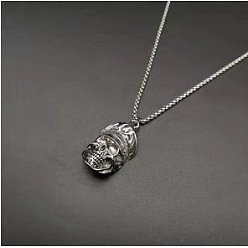 Skull Кулон из сплава рубина и горного хрусталя 667 цепочки из нержавеющей стали, цвет нержавеющей стали, череп, 23.62~27.56 дюйм (60~70 см)