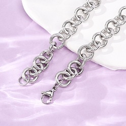 Stainless Steel Color 11.5MM 304 Stainless Steel Ring Link Chain Necklaces, Tarnish Free, Stainless Steel Color, 19.88 inch(50.5cm)