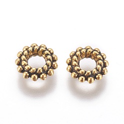 Античное Золото Сплавочные овальные бусины тибетского стиля , без кадмия, без никеля и без свинца, пончик, античное золото , 8x3 мм, Отверстие : 3 мм , около 2530 шт / 1000 г