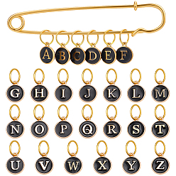 Черный 26 маркеры стежков с замком из сплава эмали, с латунной фурнитурой , чёрные, 3.7 см