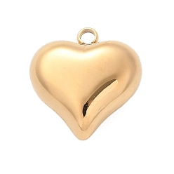 Настоящее золото 18K 304 подвески из нержавеющей стали, шарма сердца, реальный 18 k позолоченный, 16x15x8 мм, отверстие : 2 мм