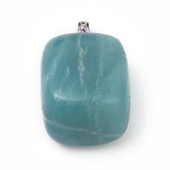 Amazonite Natural Amazonite Pendants, with Platinum Tone Brass Findings, Nuggets, 23~30x13~22x12~20mm, Hole: 5x3mm