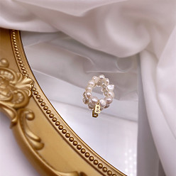 Letter B Перстни из натурального пресноводного жемчуга, с подвеской в виде буквы из сплава золотистого тона, В письме, внутренний диаметр: 16 мм