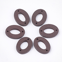 Coconut Brown Painted Poplar Wood Links, Oval, Coconut Brown, 20x15x2.5mm, Hole: 1.5mm