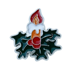 Feuille Broches en alliage de platine sur le thème de Noël, épingles en émail, feuille, 24x23mm